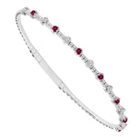 Load image into Gallery viewer, 14K White Gold Flexible Ruby &amp; Diamond Bangle Bracelet
