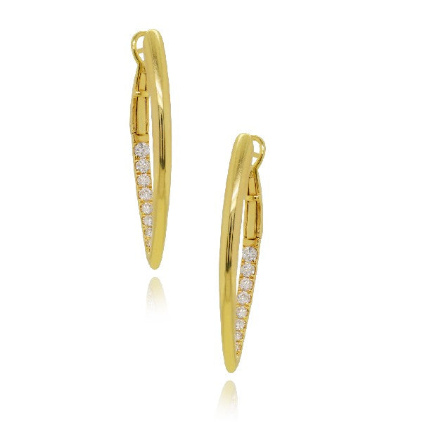 14zk Yellow Gold Diamond Hoop Earrings