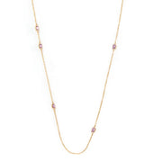18K Yellow Gold Pink Sapphire Dot Necklace