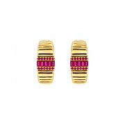 18K Yellow Gold Fluted Pink Sapphire Earrings