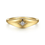 Load image into Gallery viewer, 14K Yellow Gold Diamond Starburst Signet Ring
