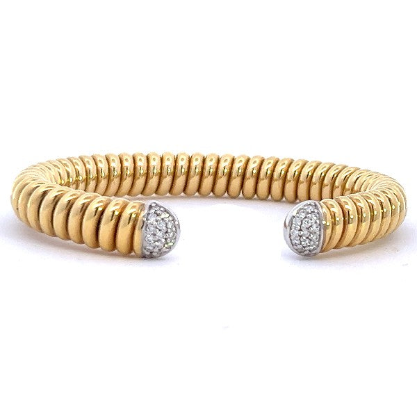 18K Yellow Coiled Gold and Diamond Cuff  - FINAL SALE