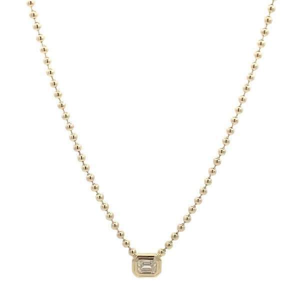 14K Yellow Gold Diamond Emerald Diamond Necklace