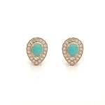 Load image into Gallery viewer, 14K Yellow Gold Pear Opal and Diamond Halo Stud Earrings