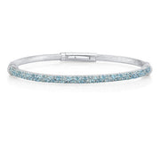 SLOANE STREET Sterling Silver Pave Swiss Blue Topaz  Bangle Bracelet