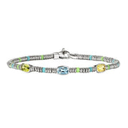 JOHN HARDY Sterling Silver Peridot/Lemon Quartz/ Sky Blue Topaz Beaded Heishi Bracelet