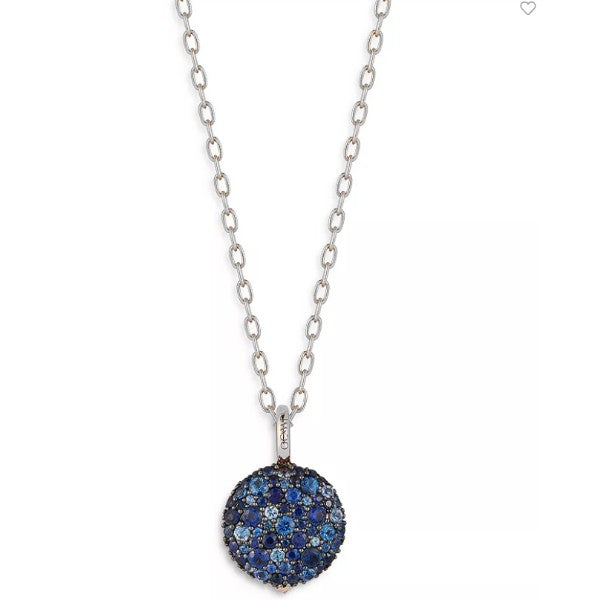 WALTERS FAITH 18K White Gold Blue Sapphire Pebble Locket