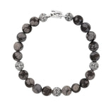 Load image into Gallery viewer, JOHN VARVATOS Gothic Sterling Silver Obsidian Single-Strand Bracelet
