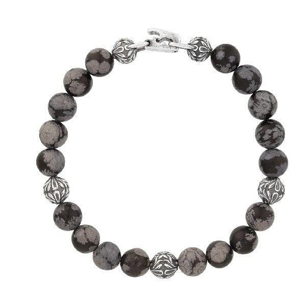 JOHN VARVATOS Gothic Sterling Silver Obsidian Single-Strand Bracelet
