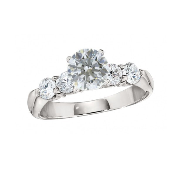 18K White Gold Side Stone Diamond Engagement Ring