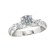 18K White Gold Side Stone Diamond Engagement Ring