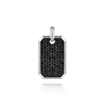 Load image into Gallery viewer, Men&#39;s Sterling Silver Black Spinel ID Dog Tag Pendant
