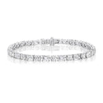 Load image into Gallery viewer, 18K White Gold Tennis Bracelet With Alternating Emerald and Round Diamonds