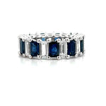 Load image into Gallery viewer, 18K White Gold Alternating Emerald Cut Sapphire and Diamond Eternity Band - ESTATE
