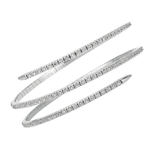 14K White Gold Diamond Flexible Wrap Bracelet