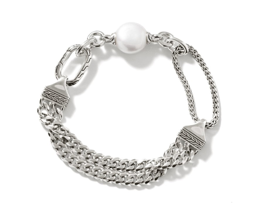 Classic Chain Silver And Pearl Bracelet