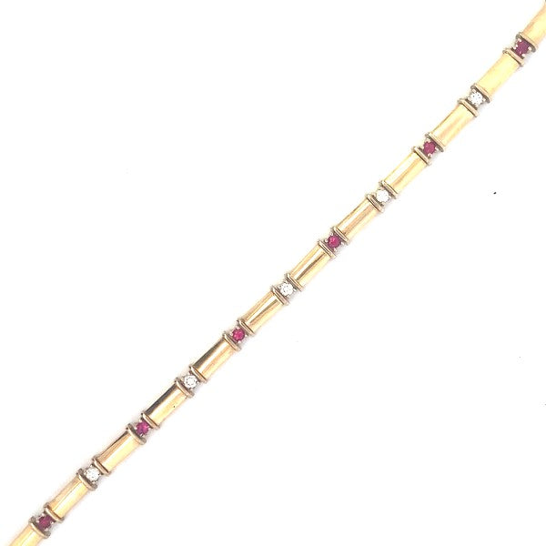14K Yellow Gold Ruby and Diamond Bracelet - FINAL SALE