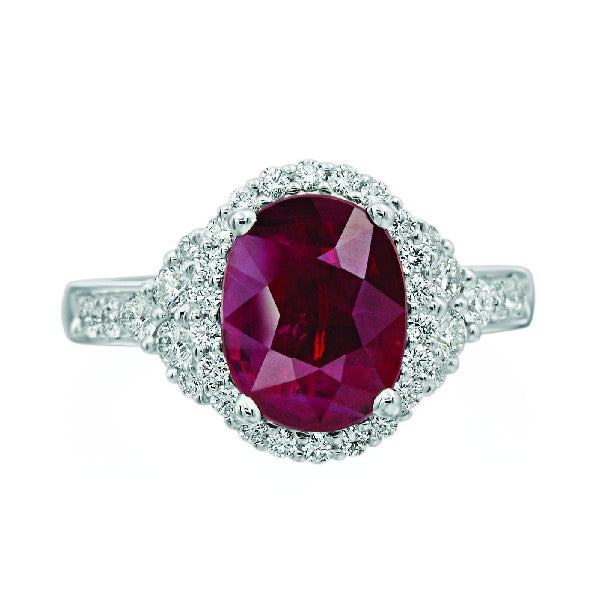 Ruby and Diamond Halo Ring