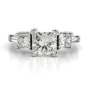 14K White Gold 3-Stone Princess Diamond Engagement Ring - ESTATE