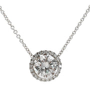18K White Gold Diamond Halo Necklace
