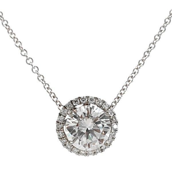 18K White Gold Diamond Halo Necklace