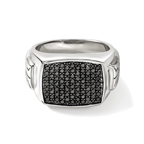 JOHN HARDY Signet Ring, Sterling Silver, Black Sapphires