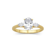 14K Yellow Gold Three Stone Semi Mount Engagement Ring