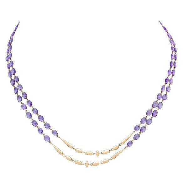 ETHO MARIA 18K Rose Gold & Amethyst Beaded Double-Strand Long Necklace