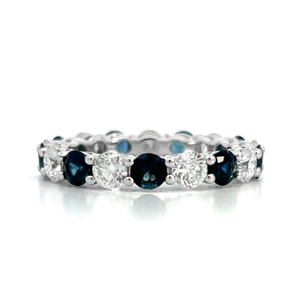 18K White Gold Alternating Sapphire and Diamond Eternity Band - ESTATE