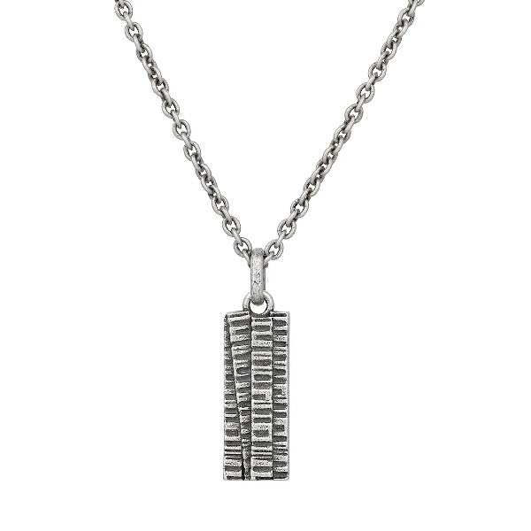 JOHN VARVATOS Sterling Silver Notched Rectangle Pendant Necklace