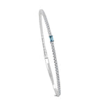 Load image into Gallery viewer, 14K White Gold Blue Topaz &amp; Diamond Flexible Bangle Bracelet