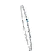 14K White Gold Blue Topaz & Diamond Flexible Bangle Bracelet
