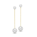 Load image into Gallery viewer, 14K Yellow Gold Double Drop Freshwater Pearl Earrings
