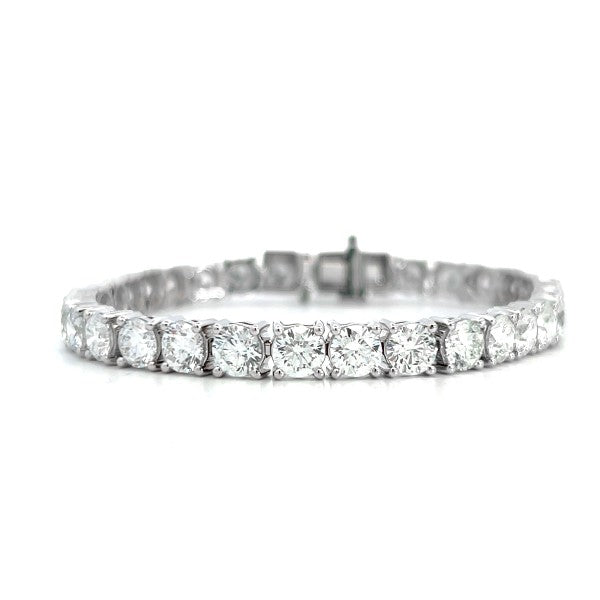 14K White Gold Lab-Grown Diamond Tennis Bracelet 15.00ct