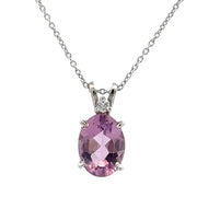 14K White Gold Amethyst and Diamond Pendant