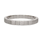 Load image into Gallery viewer, ROBERTO DEMEGLIO Scacco Stretch Bracelet in Matte White Gold with 3 Diamond Pavé Stations
