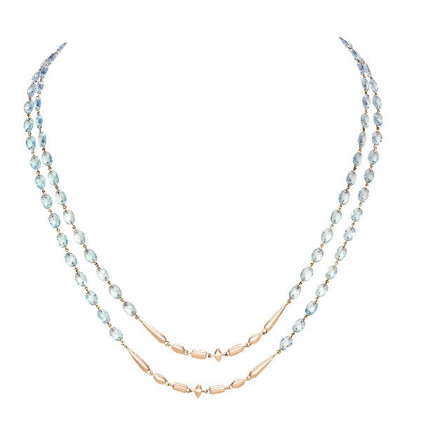 ETHO MARIA 18K Rose Gold & Blue Topaz Beaded Double-Strand Long Necklace