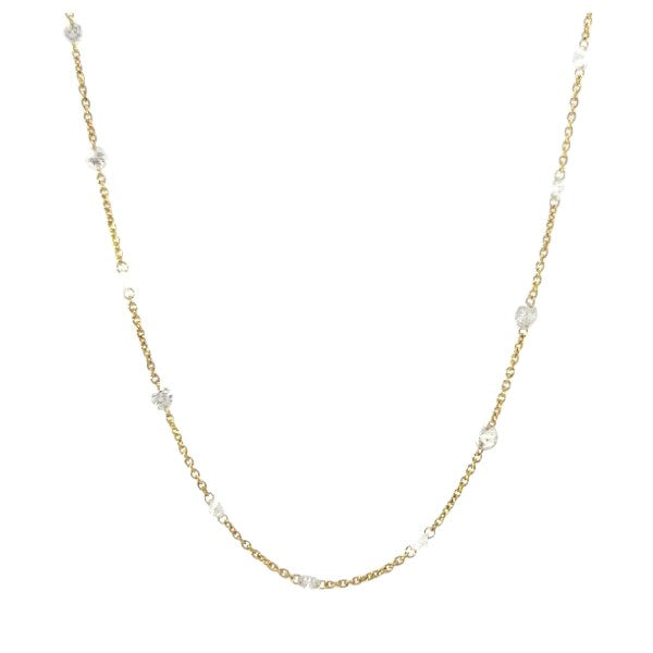 18K Yellow Gold Rose Cut Diamond Station Necklace