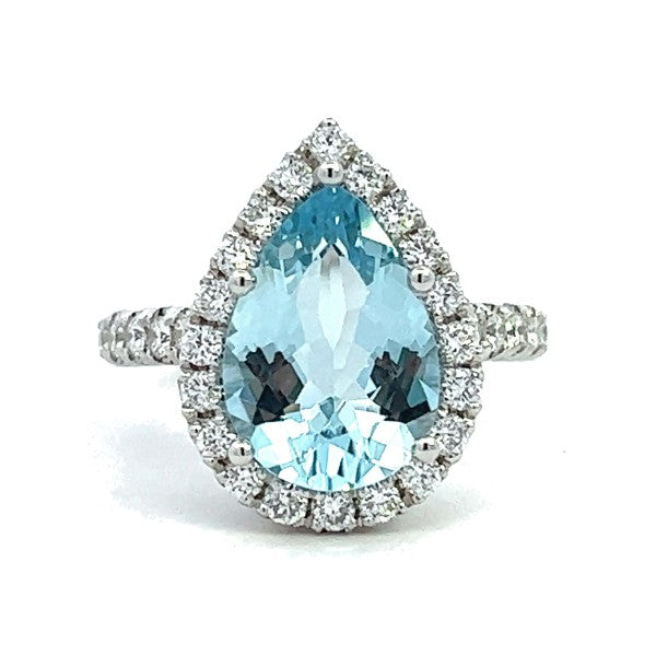 Aquamarine and Diamond Ring