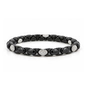 DEMEGLIO 18K White Gold & Polished Black Ceramic 6-Element Diamond Anacondina Stretchable Bracelet
