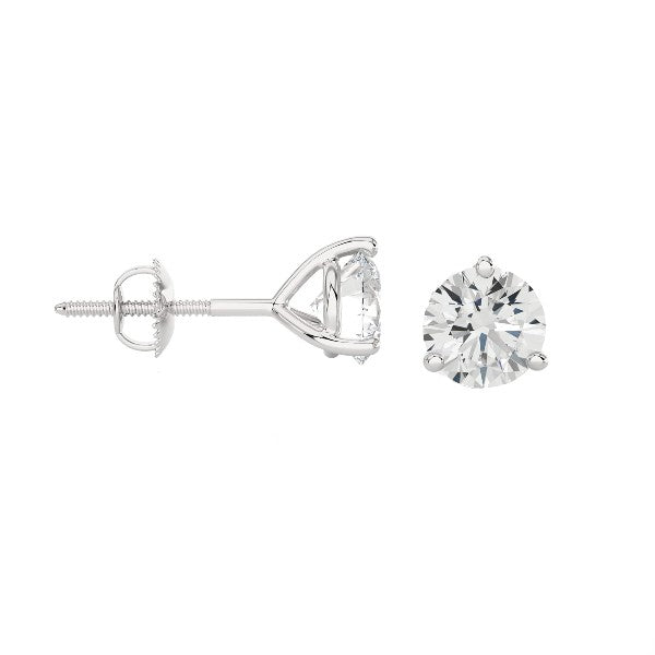 14K White Gold Diamond Stud Earrings Threaded 0.21cttw