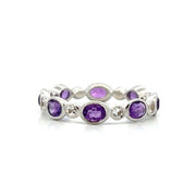 BEVERLY K 18K White Gold Amethyst and White Sapphire Eternity Band