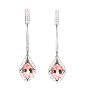 ESTATE Kat Florence 18K White Gold Linear Drop Morganite and Diamond Earrings