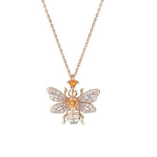 Honey Bee Citrine and Diamond Necklace