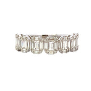 18K White Gold Multi-Stone Baguette Diamond Fashion Band