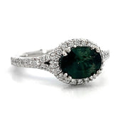 14K White Gold East-West Sapphire and Diamond Ring