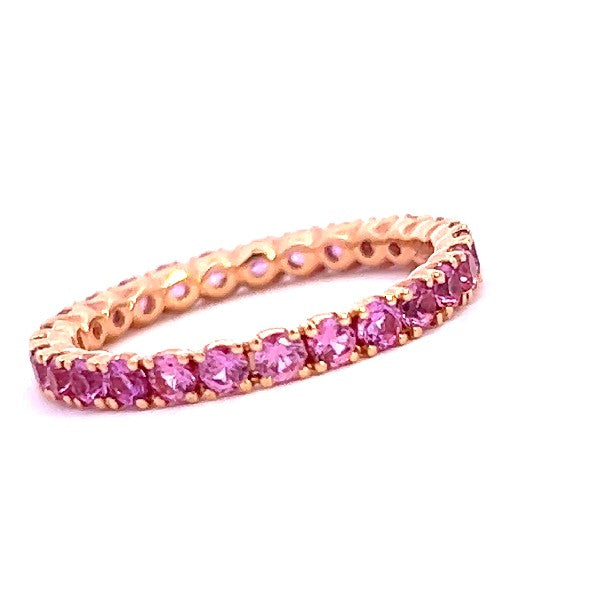 SPARK CREATIONS 18K Rose Gold Pink Sapphire Eternity Band