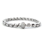 Load image into Gallery viewer, 18K White Gold Stretchable Pave Diamond Rondelle Bracelet