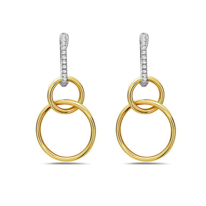 Two-Tone Diamond Double Hoop Earrings