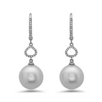 Load image into Gallery viewer, 14K White Gold Diamond Pearl Earrings
